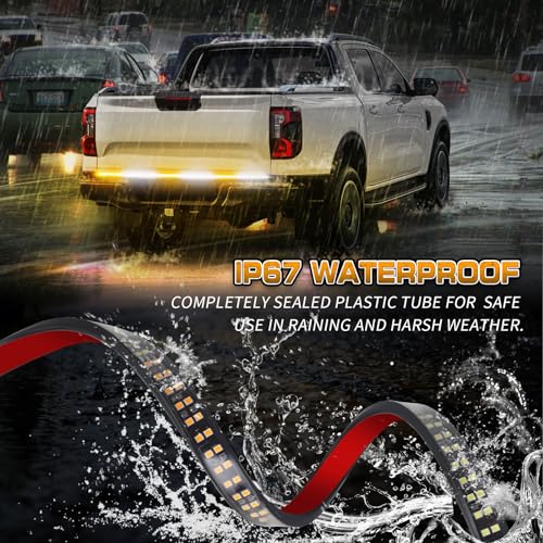 XRIDONSEN 48 inch 288 LED Tailgate Strobe Lights Rear Amber White - color: Amber/White