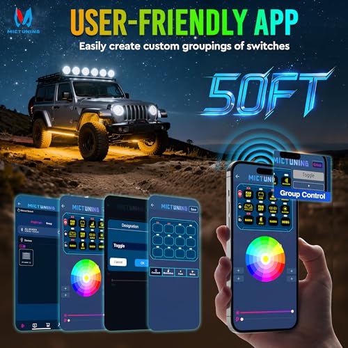 MICTUNING P1Y+ 12 Gang Switch Panel with APP & Remote Control 230FT - color: With APP& Remote), size: 12 Gang