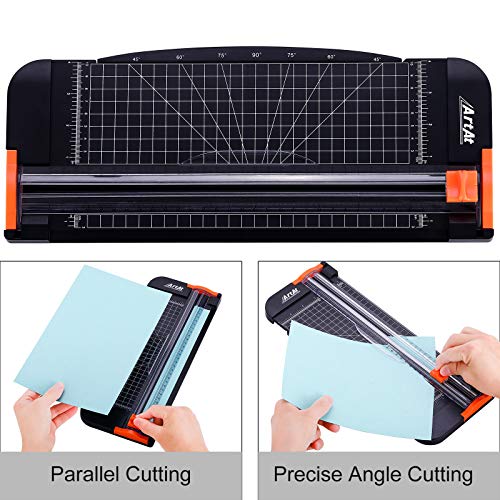 ArtAt A4 Paper Cutter 12 inch Black Paper Trimmer with Sliding Safety Blade