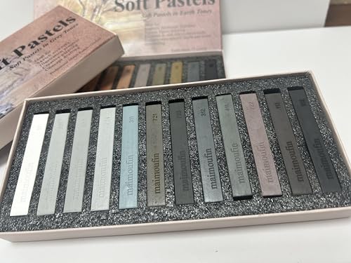 MAIMOUFIN Sanded Pastel Paper Trial Pack of 5 Sheets&12-Pack Grey Tone Square Soft Pastels