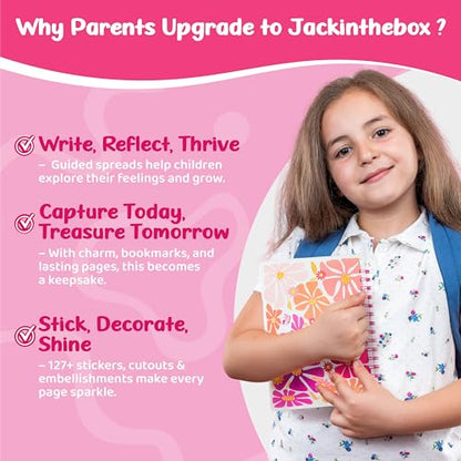 jackinthebox Happy Journal Kit for 8-12 Year Old Girls, Craft Scrapbook Set - color: Pink