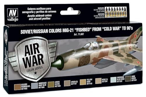 Vallejo - Air War Color Series Soviet/Russian MiG-21 Fishbed from 50's to 90's - VJ71607, Multicolor, 17ml