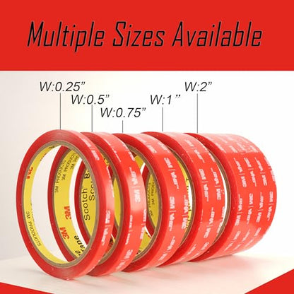 3M Clear Double Sided Tape Heavy Duty Made of VHB 4905 3/4 inch x 10 ft, Ultra Thin Strong Adhesive for Electronics, Glass, Automotive Emblem Mounting - size: 0.75" × 10 Ft