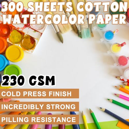 TaoBary 300 Pcs Watercolor Paper 4 X 4 Inch 230 GSM, Cold Press White - color: 230 Gsm, size: 4 x 4 Inch