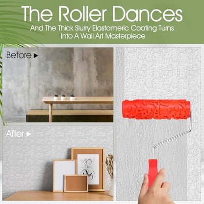 2 Pcs 7'' Textured Paint Roller, Rubber Pattern Paint Texture Roller Drywall Texture Rollers for Ceiling Mud Clay Furniture Wall Decoration(EG323T)