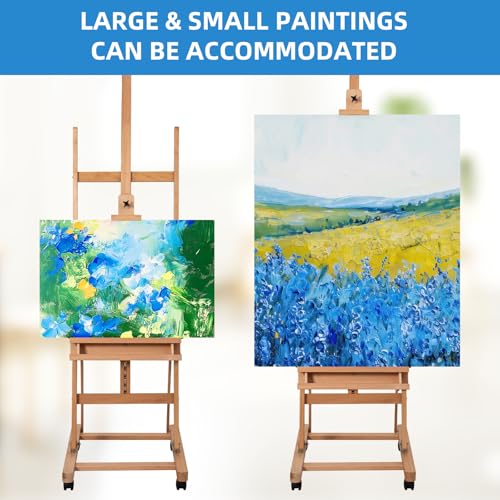 Falling in Art Large H-Frame Studio Artist Easel, Holds up to 51'', Natural - style: Natural
