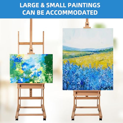 Falling in Art Large H-Frame Studio Artist Easel, Holds up to 51'', Natural - style: Natural