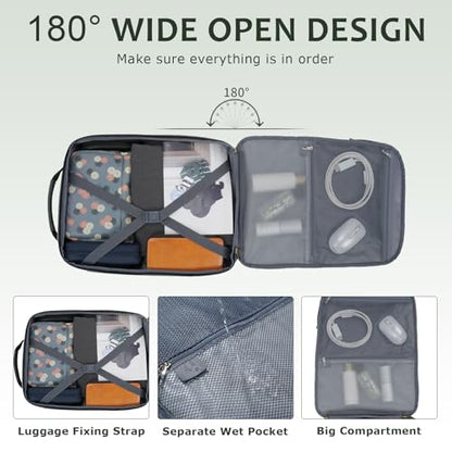 EMPSIGN 40L Travel Backpack for Women & Men - color: Beige/Army Green/Black
