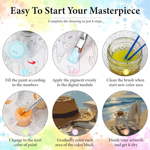 Dawnsphere Beach Paint by Numbers Kit for Adults Without Frame 16x20 in - color: OP-US07