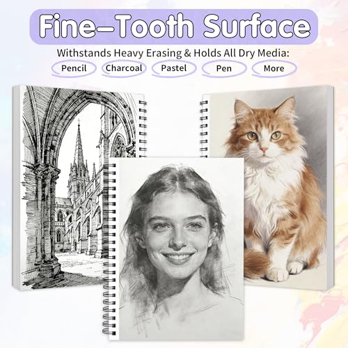 FIXSMITH 9"X12" Sketch Book, 100 Sheets, 68 lb/100gsm,4 Pack Purple - color: Purple, size: 9"x12"-4 Pack