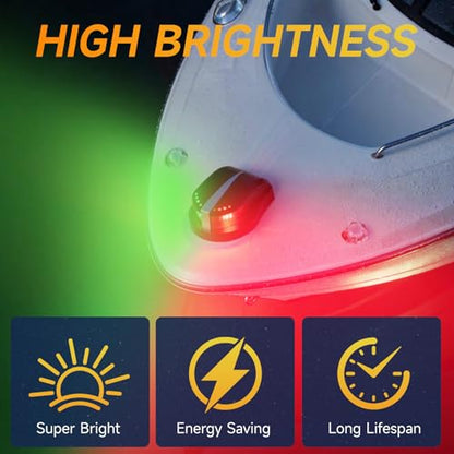 Boat Navigation Lights Red and Green, Bow Lights for Boats LED IP67 Waterproof, Boat Light Marine Running Light for Small Boats - color: Black