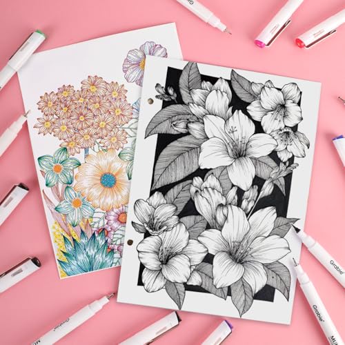 Grabie Micro Fineliner Pens, Set of 20 Multicolor Waterproof Drawing Pens - color: 20-Multicolor