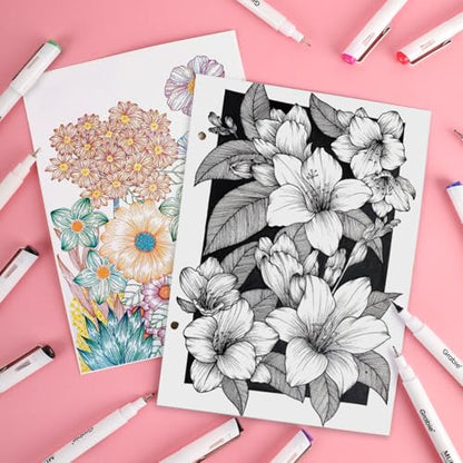 Grabie Micro Fineliner Pens, Set of 20 Multicolor Waterproof Drawing Pens - color: 20-Multicolor