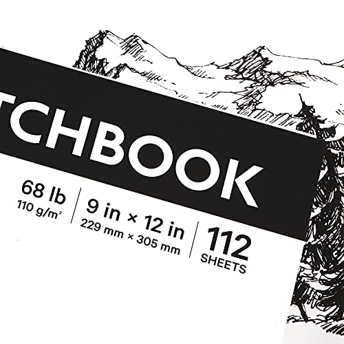 Coboll Sketch Book - Hardcover Sketch Pad, 9" x 12", 112-Sheet, 68 lb/110 GSM, Durable Sketchbook Use with Pens, Pencils, Sketching Stick and More, for Professional Kids, Teens, Adults