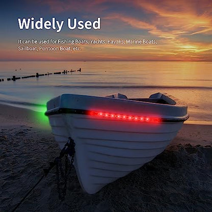 RVZONE Boat Red & Green Bow Navigation Lights, IP67 LED Marine Deck Light - color: 7.8 inch/Red and Green/black shell