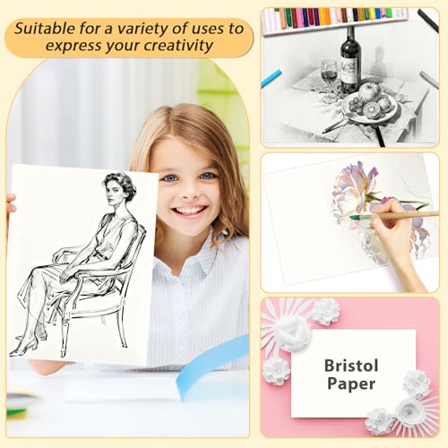gisgfim 50 Sheets Bristol Paper Smooth 9×12 inches 100lb/270g - size: 9×12