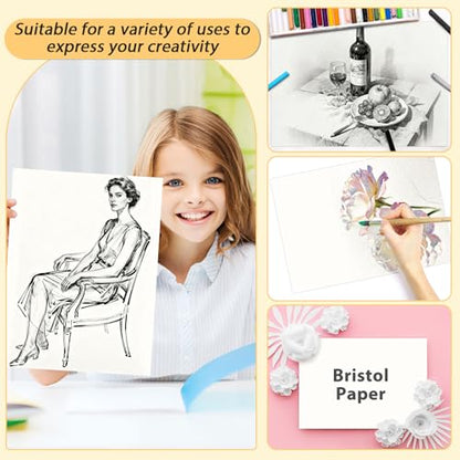 gisgfim 50 Sheets Bristol Paper Smooth 9×12 inches 100lb/270g - size: 9×12