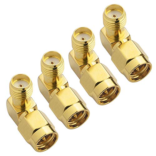 SMA Male to Female Right Angle Connector,SMA 90 Degree Adapter,4 Pack - color: 4-Pack
