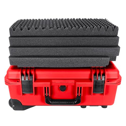 Eylar 22" Intact Premium Series Rolling Carry-On Hard Case with Wheels, IP67 Waterproof Crushproof, TSA Approved Travel Luggage, Customizable Pluck Foam for Cameras, Drones, Gear (Red) - color: Red