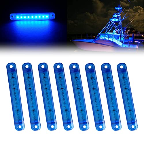 8Pcs Blue Marine Boat Lights, 12V Waterproof Utility Led Interior Lights For Boat Deck Courtesy Transom Cockpit Light, LED Safety Lamps for Yacht Fishing Pontoon Sailboat Kayak Bass Boat Vessel - size: 8X Blue