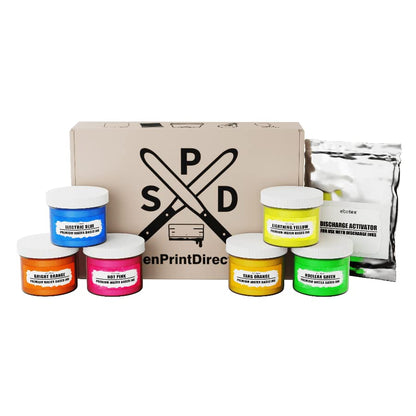 Ecotex® Water Based Screen Printing Ink Fluorescent Set (6 Color, 8 oz.) - size: 8 fl oz