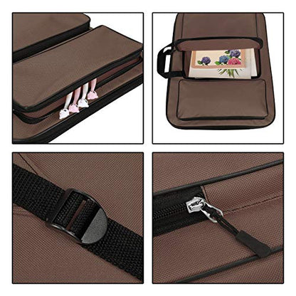 A3 Art Portfolio Carry Case Bag Drawboard Storage Portable Shoulder Tote - color: Coffee