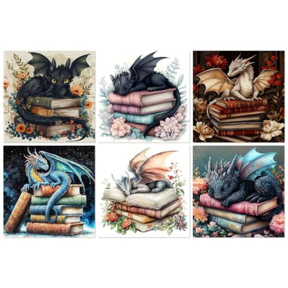 Axquilon 6 Pack Dragon Diamond Art Kits for Adults 12x12 inch - color: 6 Pack Dragon