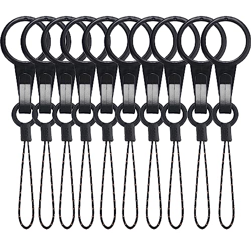 YOUOWO 10Pcs Black Lanyards Finger Ring Plastic Strap Detachable - color: 10 Pcs Finger Ring Plastic Lanyard