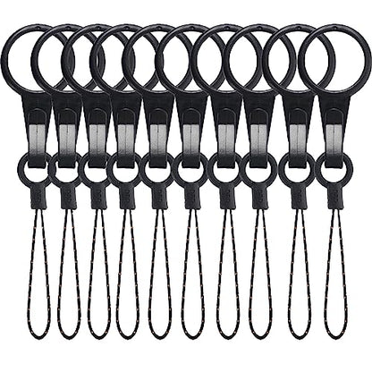 YOUOWO 10Pcs Black Lanyards Finger Ring Plastic Strap Detachable - color: 10 Pcs Finger Ring Plastic Lanyard