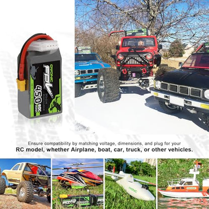 OVONIC 11.1V 80C 450mAh 3S Lipo Battery with XT30 Plug [1 Package Including 2 Batteries]