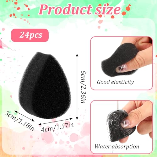 24PCS Face Paint Sponges, Professional Black Petal Faces Sponges