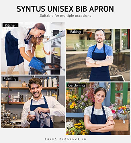 Syntus Apron for Men Women, Adjustable Cooking Kitchen Apron with 2 Pockets - color: Blue Dark, style: 2 Polyester Blend