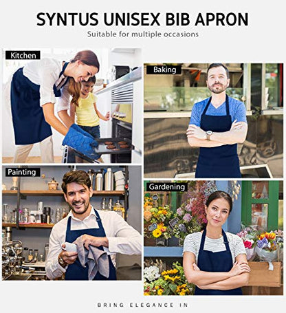 Syntus Apron for Men Women, Adjustable Cooking Kitchen Apron with 2 Pockets - color: Blue Dark, style: 2 Polyester Blend