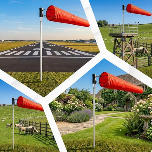 tonchean 8'' × 36'' Heavy Duty Airport Windsock Wind Measurement Sock Bag