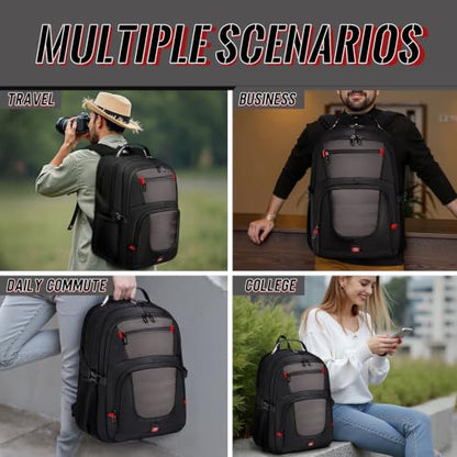Large Travel Backpack, 17.3" Laptop Backpack, Grey - color: Grey, size: 17.3 Inch（20.4"x13.3"x10.2"）