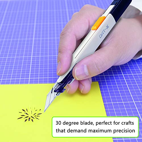 Utility Knife, DAT Series-X Portable Box Cutter, Fine Point Arts and Crafts Blade for Precision Cutting, with 10 Blade Pieces (White, 1 Cutter 10 Blades) - size: 1 Cutter 10 Blades