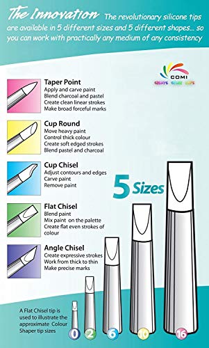 COMIART 5pcs Flexible Clay Sculpture Tools Silicon Color Shaper Brushes Size 0 - size: Size0