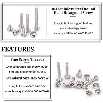 Hilitchi 180-Piece [M4] Stainless Steel Hex Socket Button Head Cap Bolts Screws Nuts Assortment Kit (M4) - color: M4