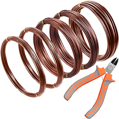 Mudder 5 Roll Bonsai Training Wire Aluminum 1/1.5/2.0mm Brown - color: Brown, size: 1/1.5/2.0mm