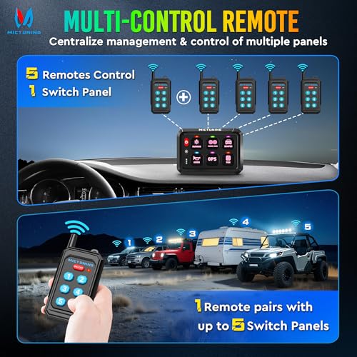 MICTUNING P1Y RGB 6 Gang Switch Panel Remote Control Range Up to 230FT - size: RGB 6 Gang(Remote Control)