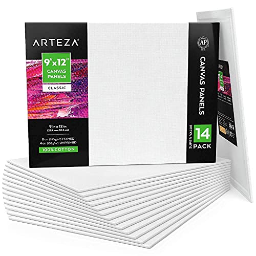 ARTEZA Gouache Colors and Canvases Bundle, Painting Art Supplies for Artist, Hobby Painters & Beginners