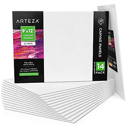 ARTEZA Gouache Colors and Canvases Bundle, Painting Art Supplies for Artist, Hobby Painters & Beginners