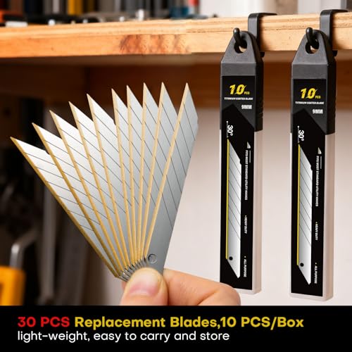 Pro Precision Detail Craft Knife - 3 Utility Knives and 30 Titanium Blades