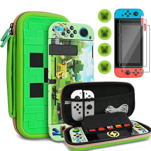 TIKOdirect Carrying Case Accessories for Switch(Original Model) 2017, Portable Travel Case with Soft Protective Cover, Screen Protectors and Thumb Grip caps, Green - color: Switch (Original Model) 2017 Green, size: Switch (Original Model) 2017
