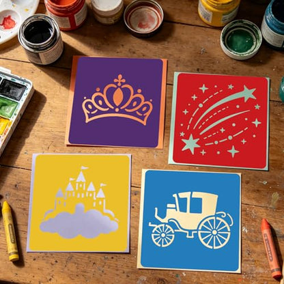 CUTHOLLOW 25 PCS Fairies and Castles Painting Shape Stencils Sets - style: Fairies and Castles