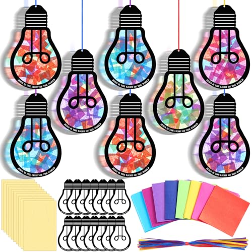 Eersida 32 Pcs Vbs Suncatcher Craft Kit Stained Glass DIY - style: VBS