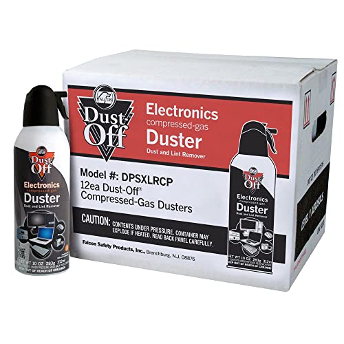 Falcon Safety Dust Off DPSXLRCP Compressed Gas, 10 Oz, Pack of 12 - style: Pack of 12