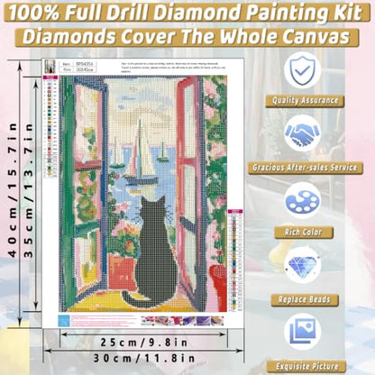 Black Cat Diamond Art Kits for Adults Diamond Painting Kit for Beginner - color: DP04356