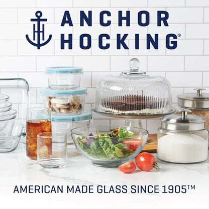 Anchor Hocking Batter Bowl, 2 Quart Glass Mixing Bowl with Red Lid - color: Red Lid, size: 1 Count