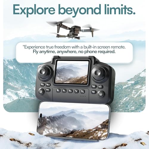 Falcon X 4K Camera Drone with Built-In Screen Remote Controller, WiFi FPV Foldable Quadcopter with 3 Batteries & Carrying Case – Beginner-Friendly Drone for Adults